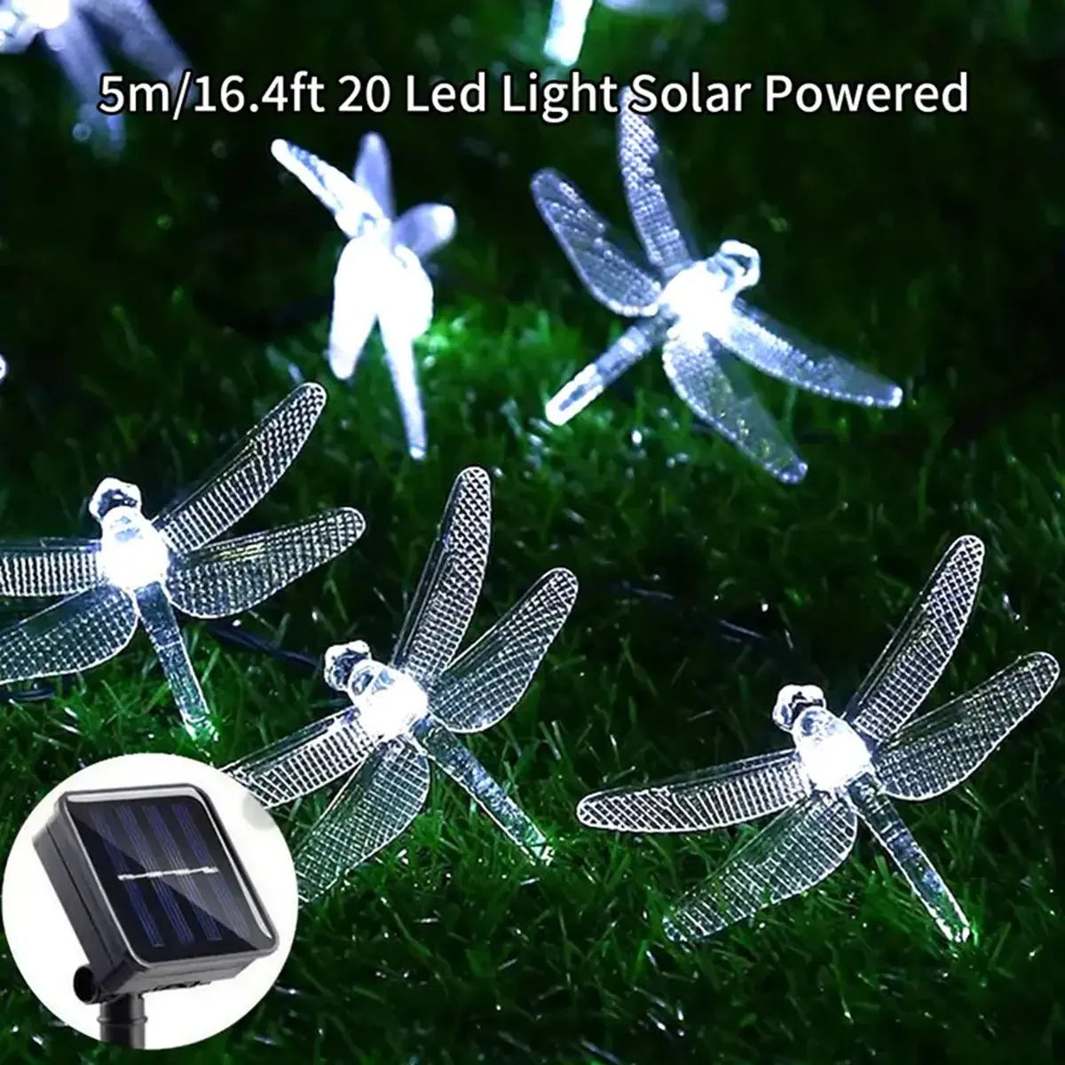 Solithia Libellenlichterkette | Solar | 8 Modi | IP65 Wetterfest | 5m 20 LEDs