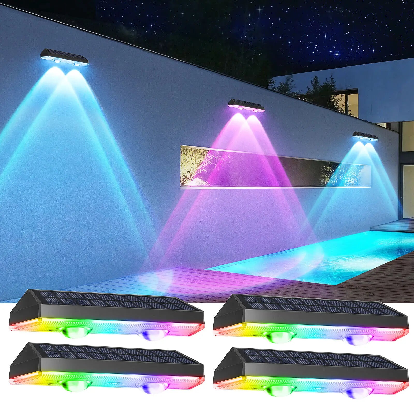 GlowZen Zaunleuchte | Warmweiß & RGB | Solarbetrieben | Wetterfest | Flexibel Montierbar