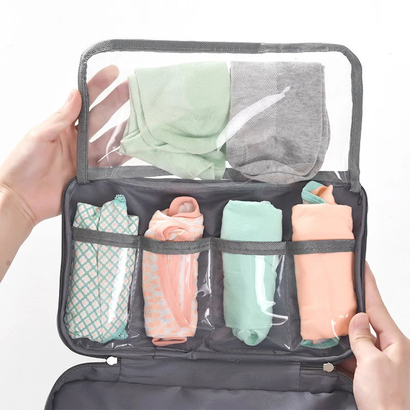 PackMaster Pro | Kompakte Unterwäsche-Aufbewahrung | Transparent & Wasserdicht | Mit 3 Fächern