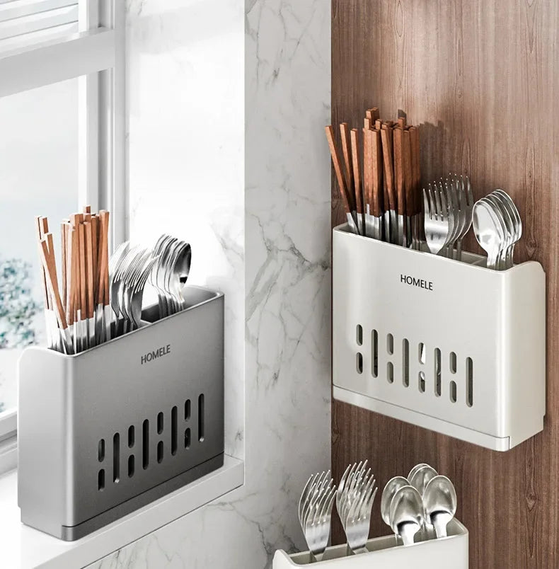 DryNesto Besteckhalter | Wand- & Tischmontage | Hygienisches Abtropfdesign