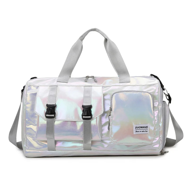 HoloTravel Holografische Reisetasche | Integriertes Schuhfach | Stylisches Design | Geräumig & Organisiert | Wasserabweisend | Perfekt für Reisen