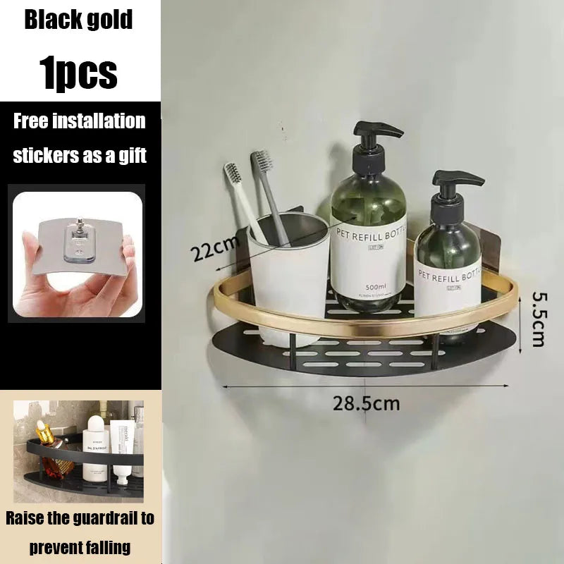 CornerLux | Eck-Duschablage ohne Bohren | Rostfrei & Platzsparend | Für Shampoo, Seifen & Badaccessoires