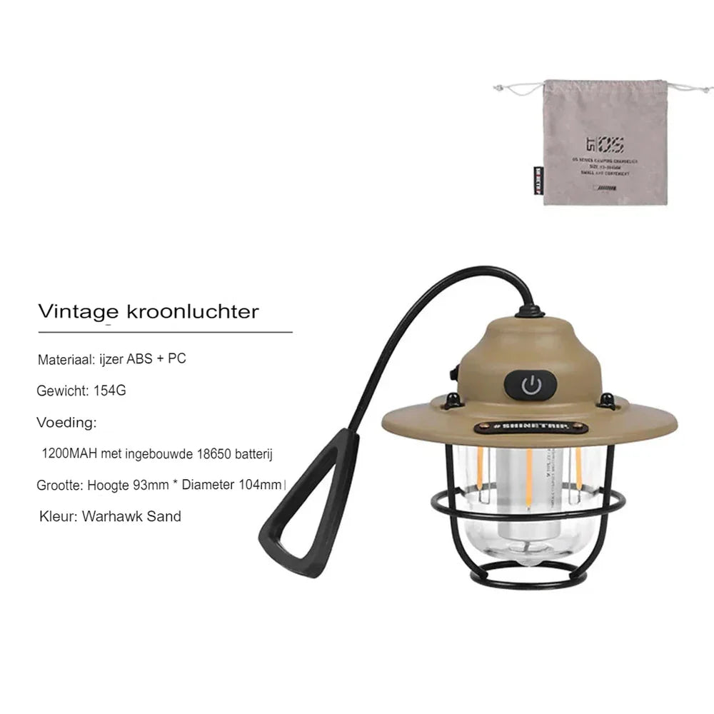 SolariaGlow | Wiederaufladbare LED-Retro-Laterne | Dimmbar & vielseitig | Camping, Garten & Balkon