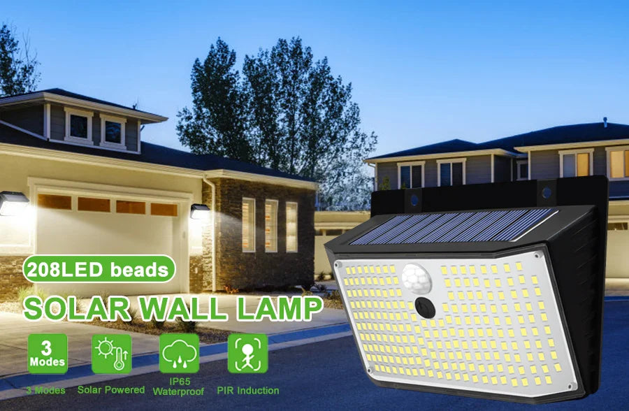 LumaLight Solar Wandleuchte | Mit Bewegungssensor | 158 LEDs | 180° Abstrahlung
