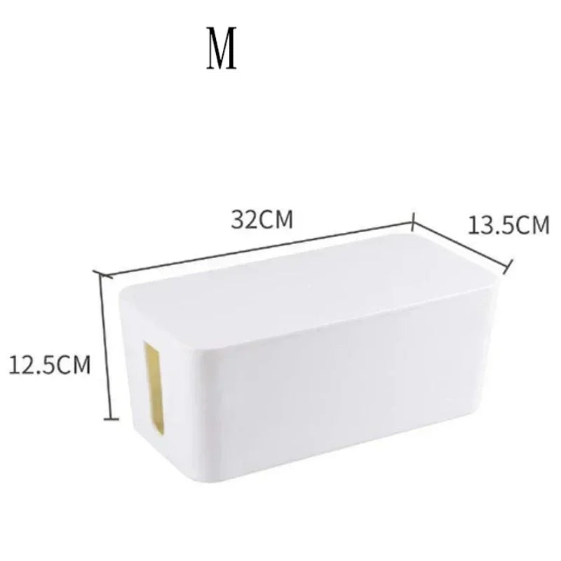 CableGuard | Kabelbox mit Deckel | Staubschutz für Steckdosen & Ladekabel | 32×13×12 cm