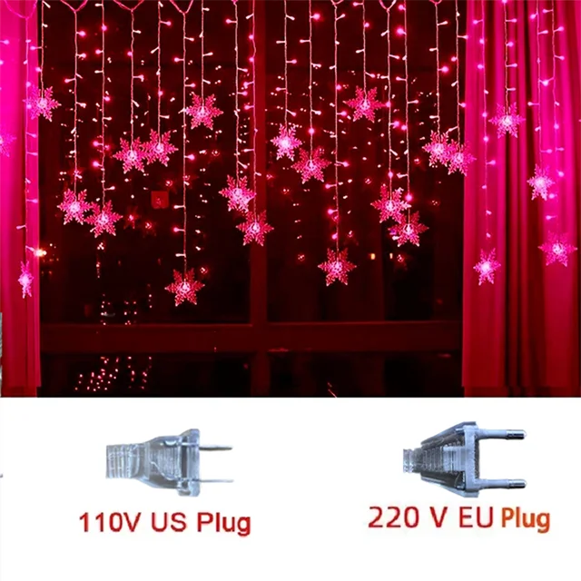 SnowGleam LED Schneeflocken Lichterkette | 3,2 m Vorhanglicht | 8 Beleuchtungsmodi | IP44 Wasserdicht | Weihnachts- & Partydekoration