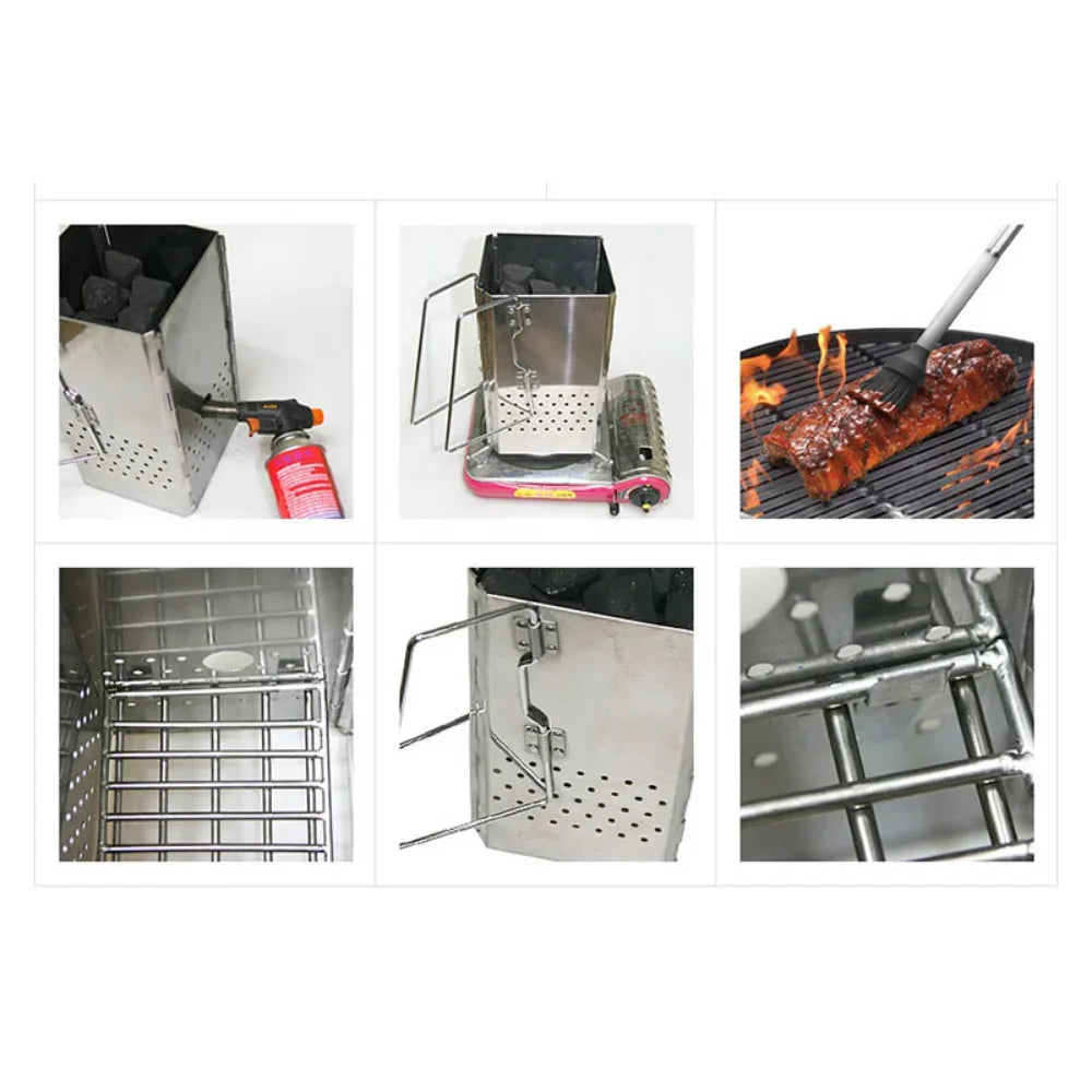 FireFold Anzündofen | Faltbar & Rostfrei | Für Grill & Camping | Edelstahl