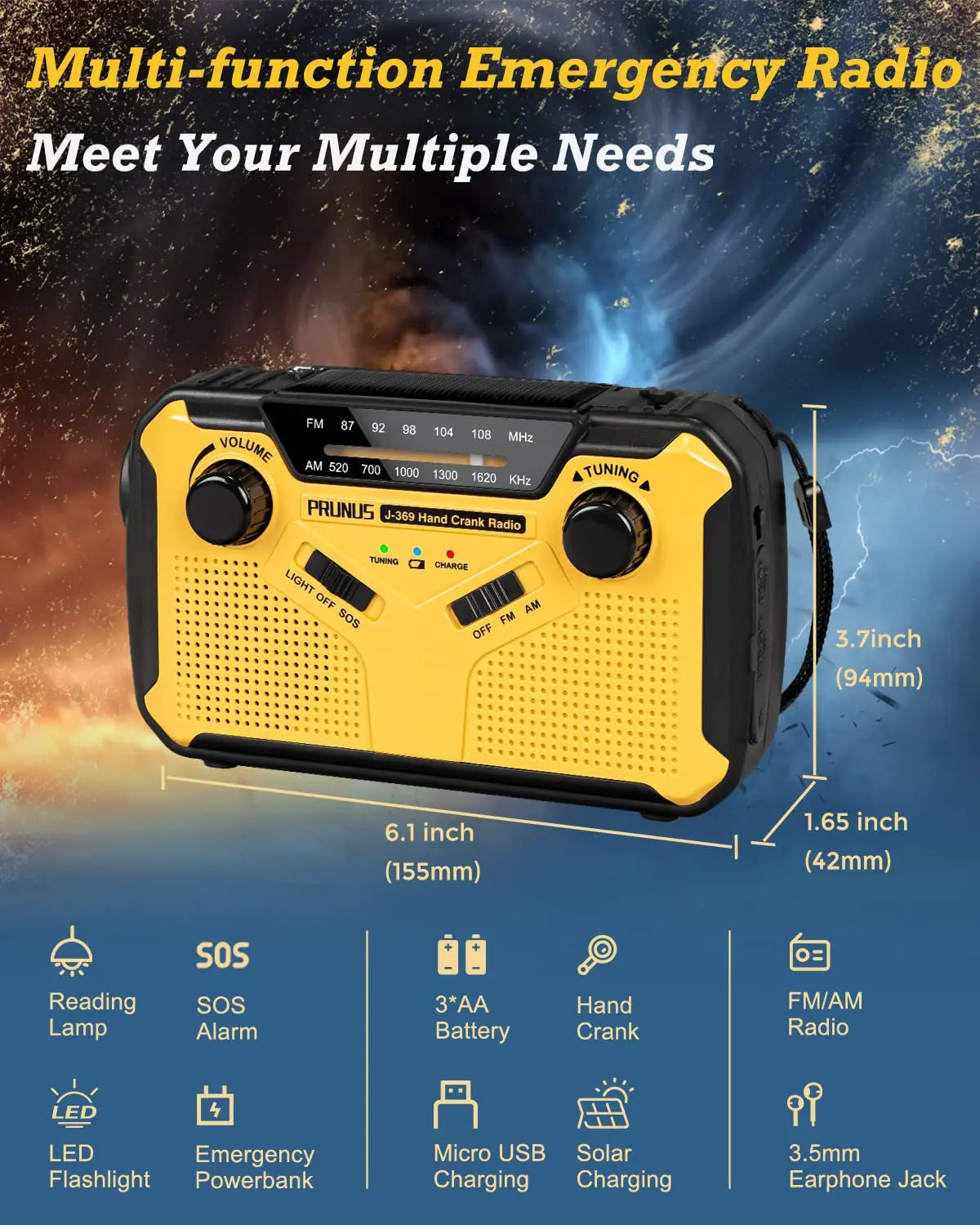 VigiloSafe | Notfallradio | Powerbank | LED-Taschenlampe | SOS-Alarm | Camping & Outdoor