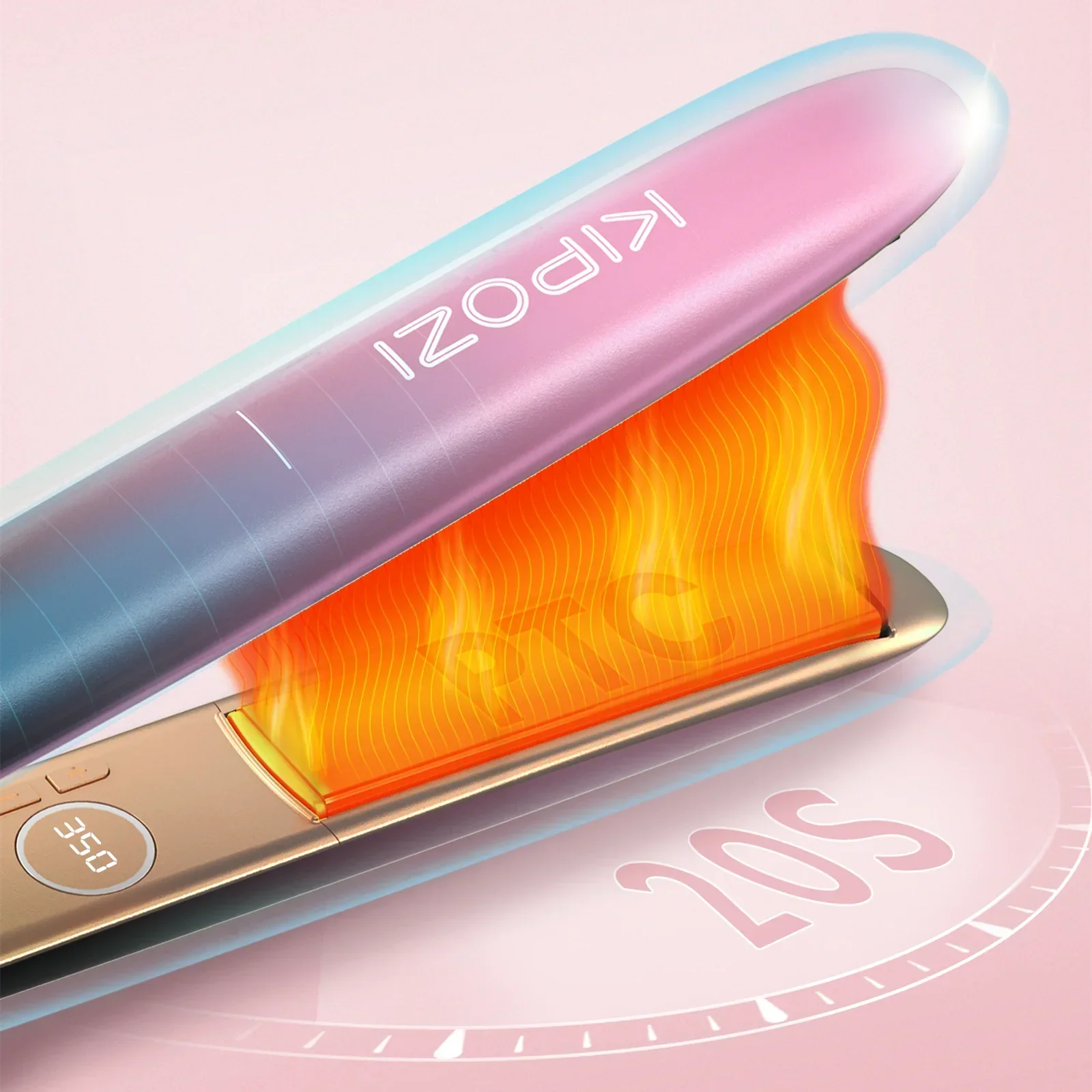 Lustrae | 2-in-1 Glätteisen & Lockenstab | Titan-Floating-Plates | Roségold-Design | 360° Drehkabel