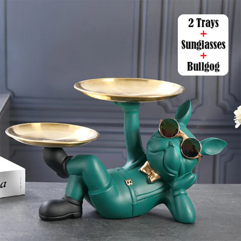 Bulvario DekoDog | Bulldoggen Figur Modern | Kunstharz Dekoobjekt | Ablageschale & Hingucker | Für Zuhause & Büro