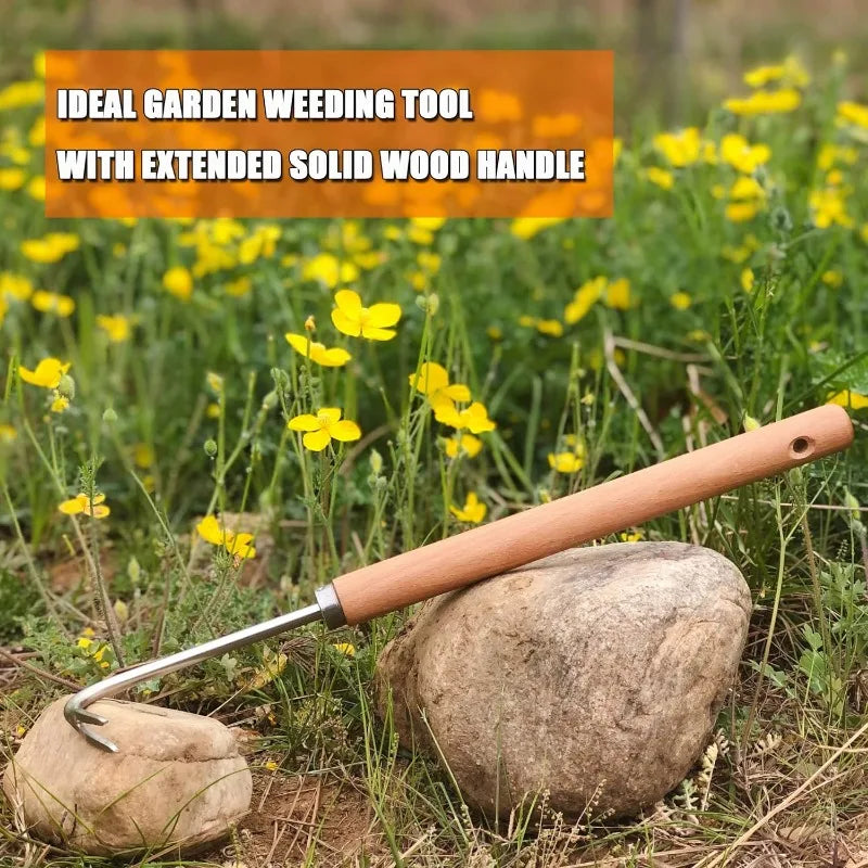 TerraGrip Pro | Unkrautentferner | Ergonomischer Holzgriff | Carbonstahl