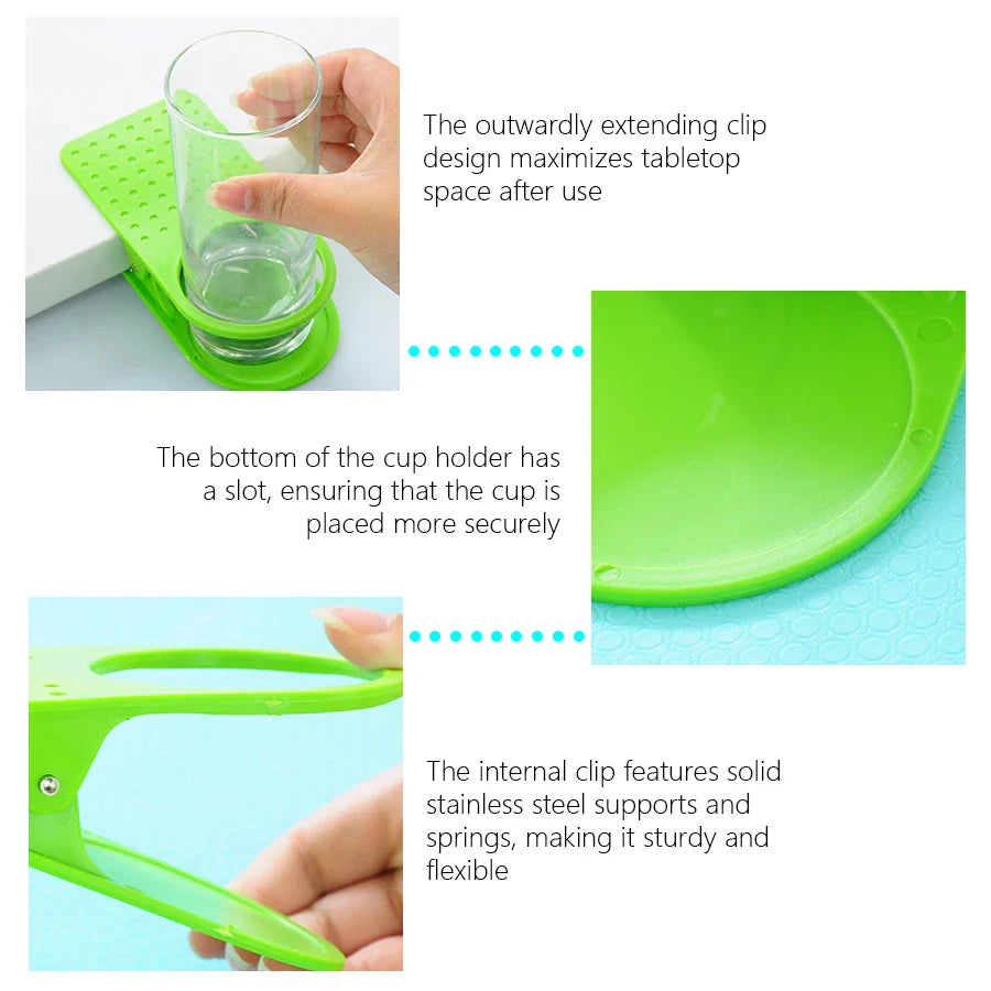 DeskGrip Holder | Tisch-Getränkehalter mit Clip | Platzsparend & Sicher | ABS Kunststoff