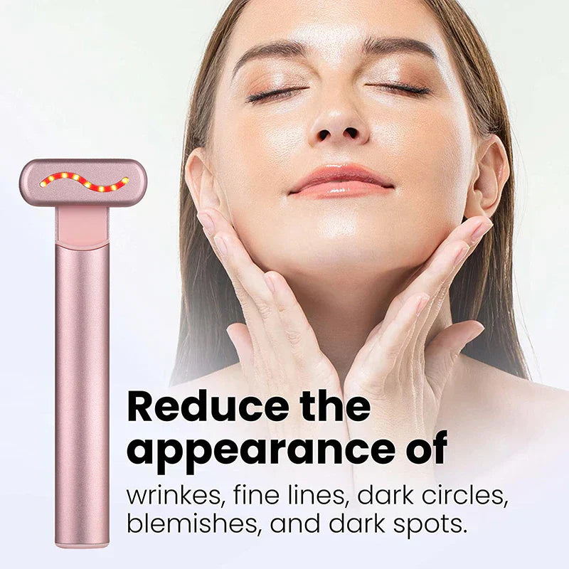 GlowVibe Pro | Anti-Aging Gesichtsmassagegerät | Rotlichttherapie, EMS Mikroströme & Vibration | Hautstraffung & Faltenreduktion