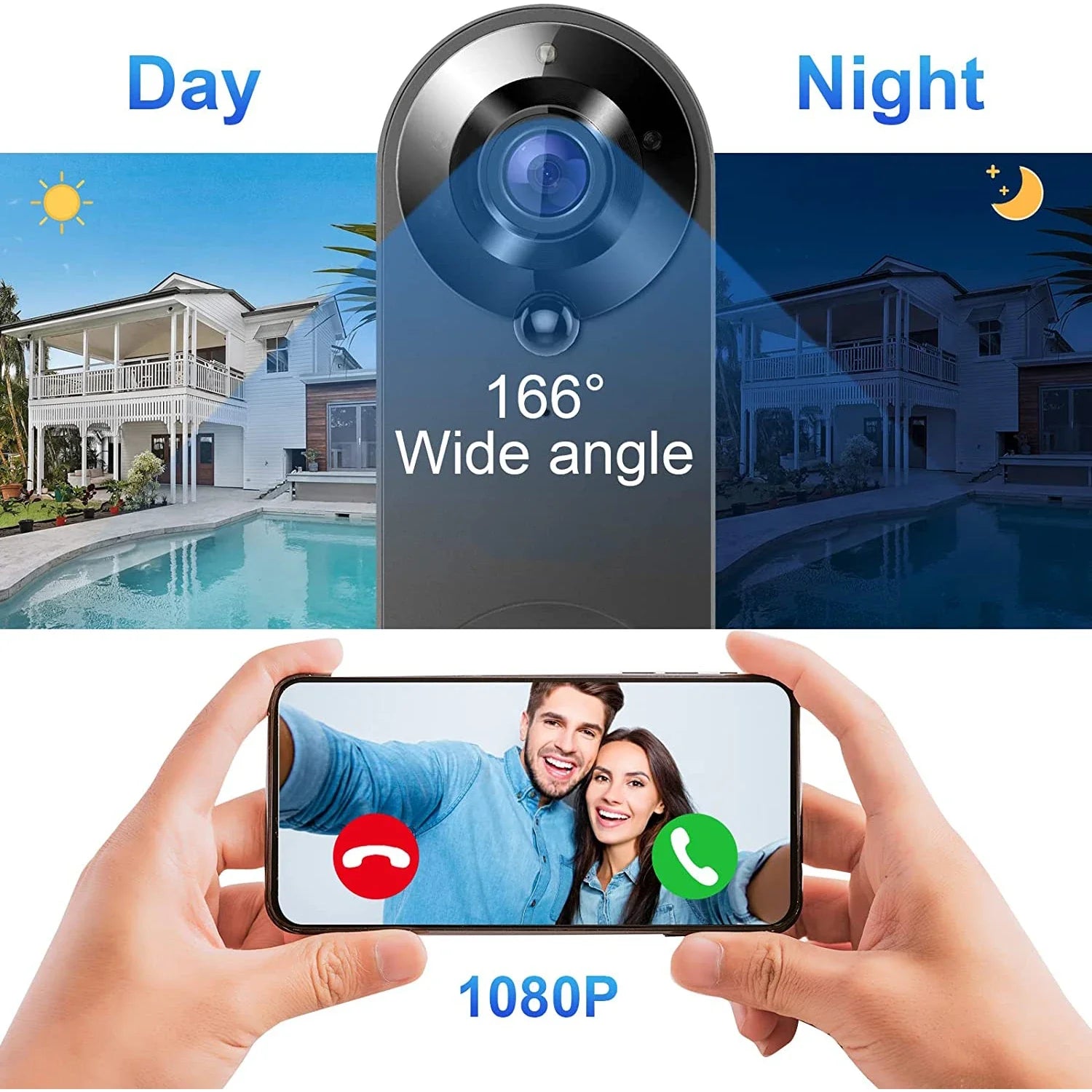 ViewSecure Türklingel mit Kamera | 1080P HD | WLAN & App | Bewegungserkennung & Nachtsicht
