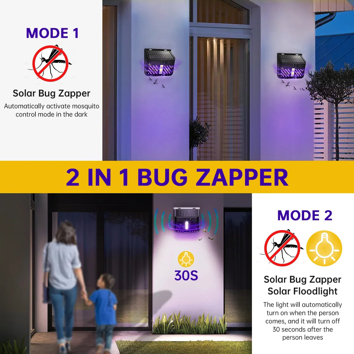 BugBuster Solar Insektenvernichter | Kabellos & Wetterfest | Für Garten, Terrasse & Camping