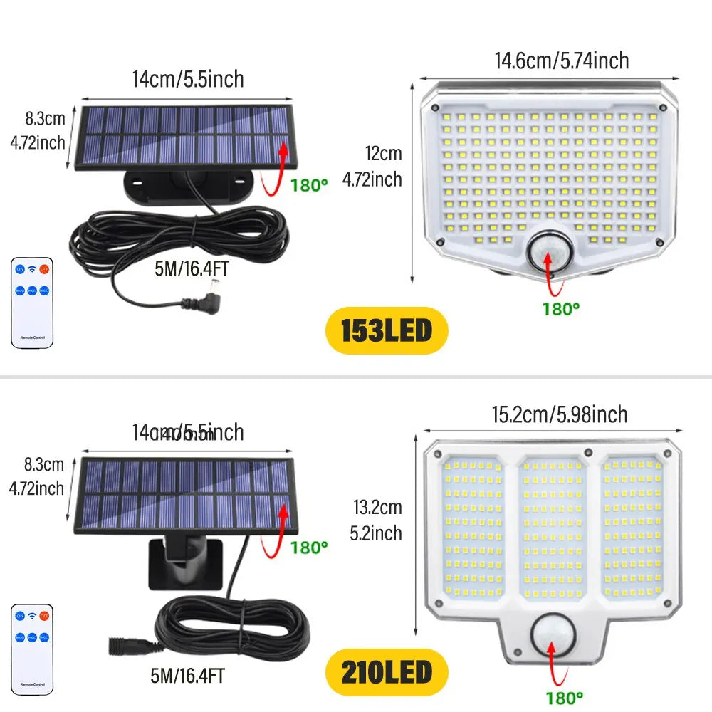 SunBright 153 | Solarbetriebene Außenleuchte | Bewegungssensor & Wetterfest | 153 LEDs