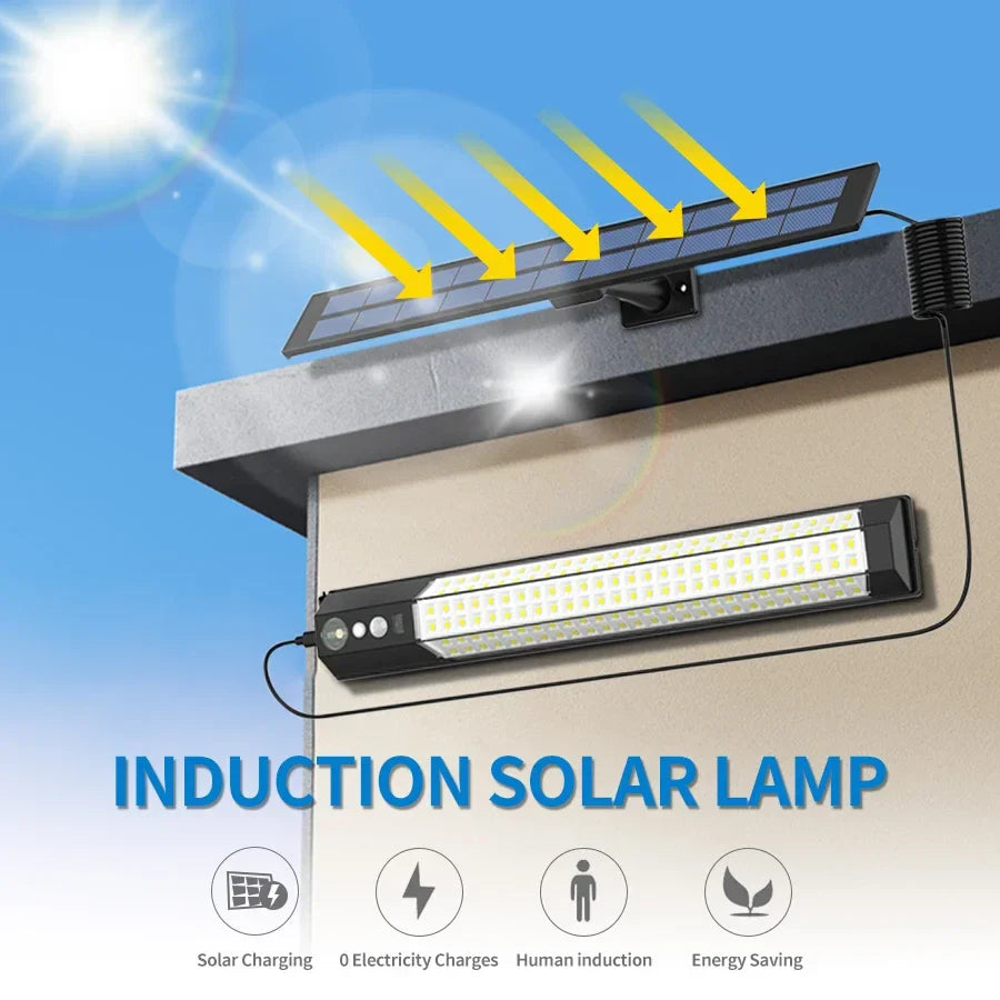 Solario Split-Solarlampe | 158 LEDs | Bewegungssensor & Fernbedienung | 10W Solarlicht