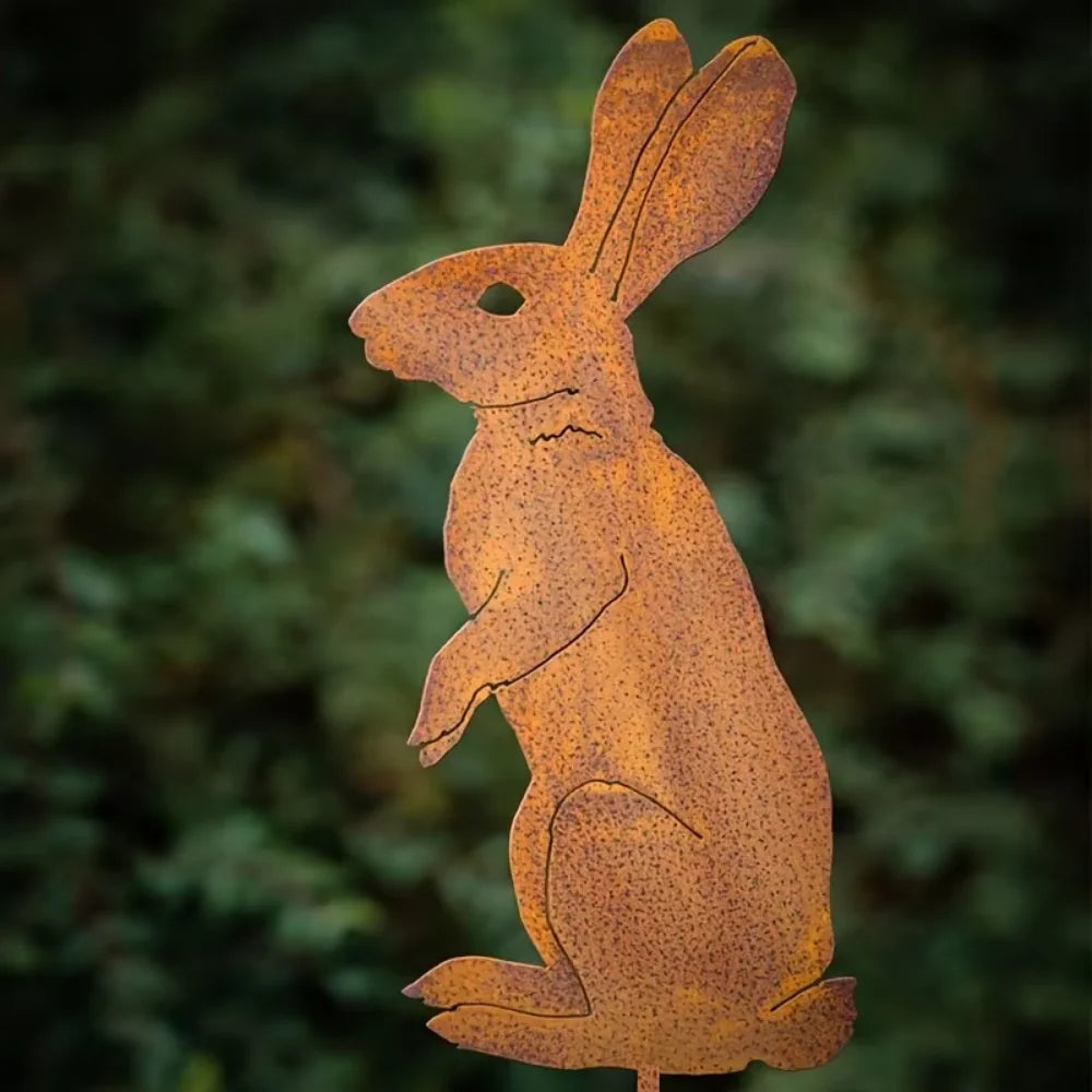 RustyHare | Hasen-Gartenstecker | Rost-Finish | Wetterfest & Dekorativ