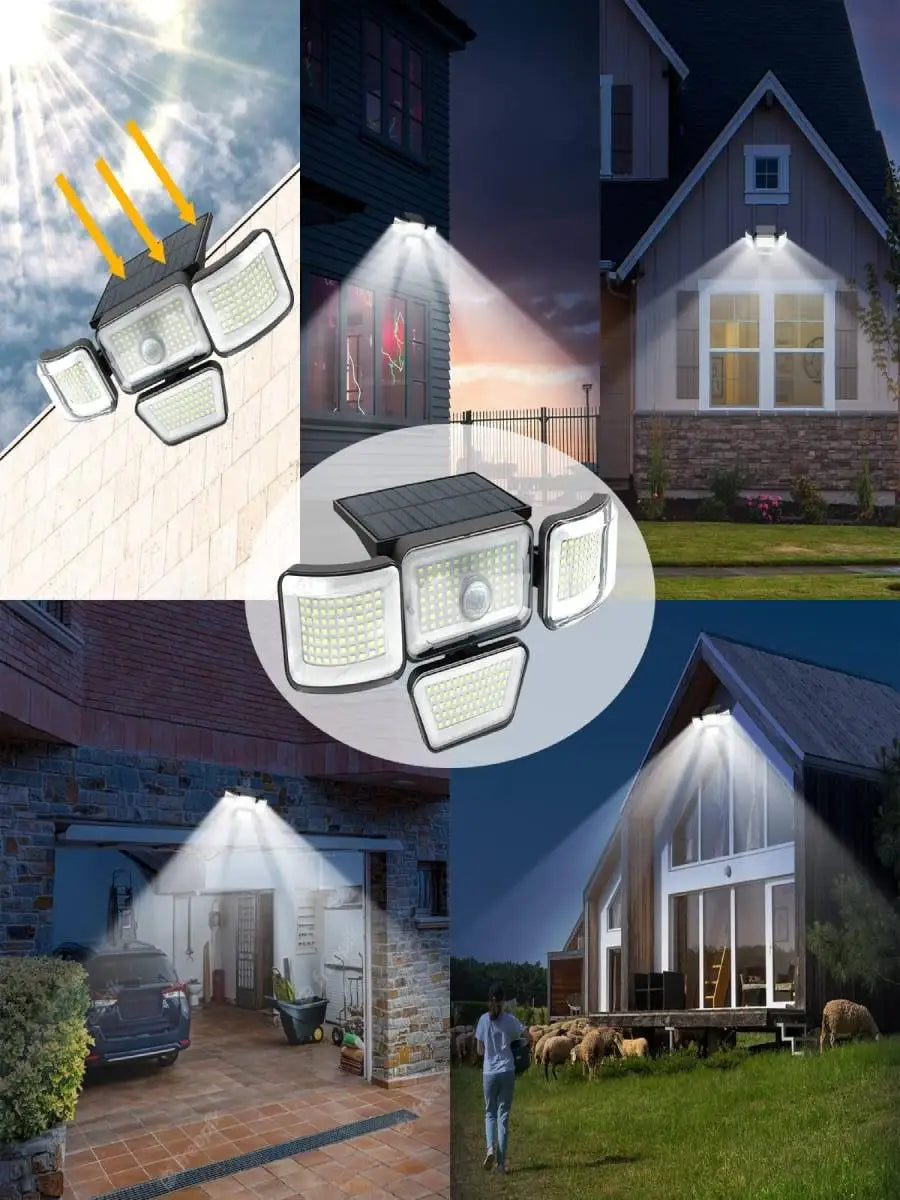 BrightWall | Solar-Außenleuchte mit 300° Abdeckung | 278 LEDs, Bewegungssensor & 3 Modi | Sicherheitsbeleuchtung für Garten, Terrasse & Hauswand