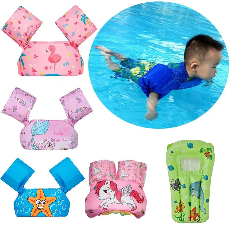 Aquabini Kinder Schwimmhilfe | Schwimmweste mit Armflügeln | Verstellbar & Sicher | Buntes Design
