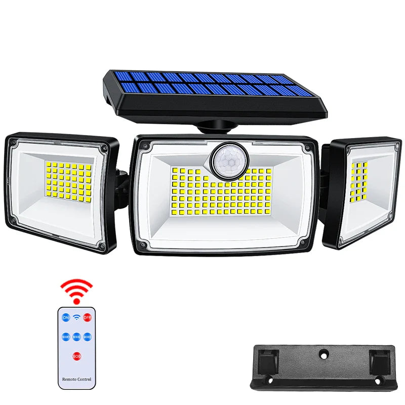 BrightGuard SolarLight | Solar-Bewegungsmelder | 167 LEDs | 3 Schwenkbare Köpfe | IP65