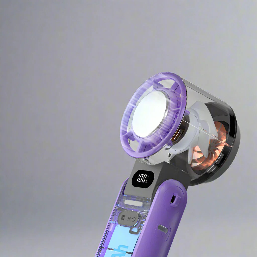 Breezivo Mini Ventilator | Ice-Cool Funktion & 3600mAh Akku | Faltbar & Leicht | Blau