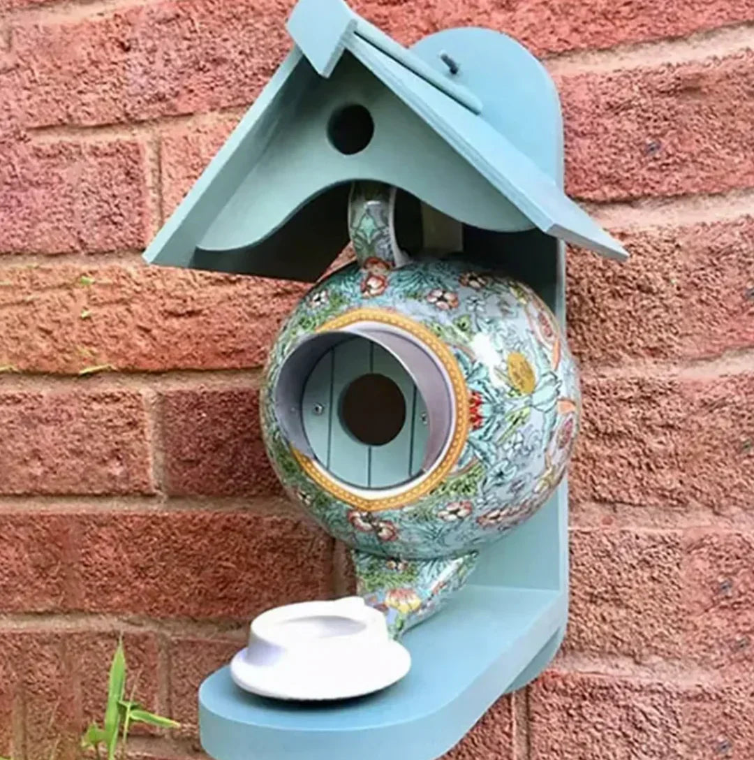 GardenBird Teekannen-Vogelhaus | Handgefertigt | Charmantes Design | Ganzjährig nutzbar | Perfekt für Vögel