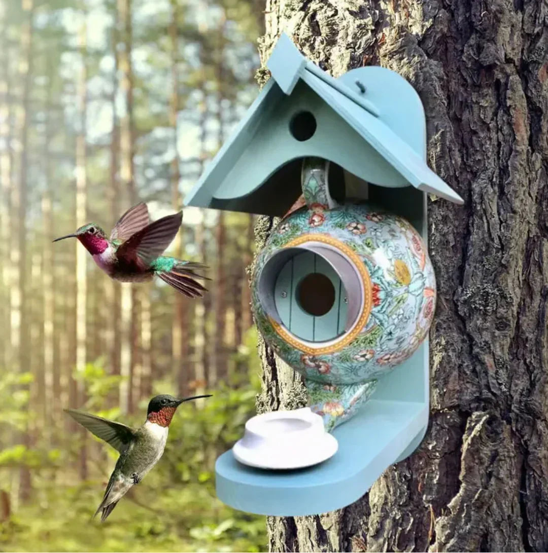 GardenBird Teekannen-Vogelhaus | Handgefertigt | Charmantes Design | Ganzjährig nutzbar | Perfekt für Vögel