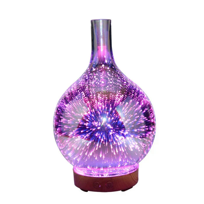 LumaAura | Aromadiffusor mit LED & 3D-Glaseffekt | Farbwechsel & Timer | 500ml Wassertank