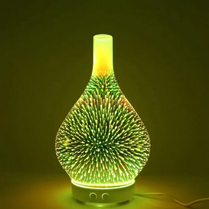 LumaAura | Aromadiffusor mit LED & 3D-Glaseffekt | Farbwechsel & Timer | 500ml Wassertank