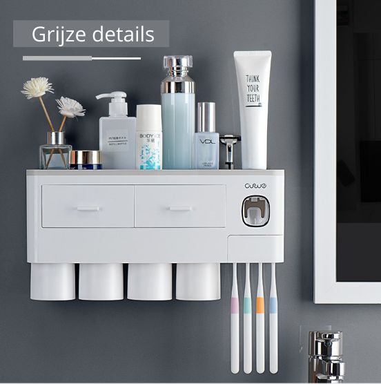 BathEase Organizer | Badezimmer-Organizer mit Zahnpasta-Spender | Stilvoll & Praktisch | Kein Bohren erforderlich