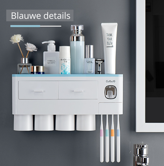 BathEase Organizer | Badezimmer-Organizer mit Zahnpasta-Spender | Stilvoll & Praktisch | Kein Bohren erforderlich