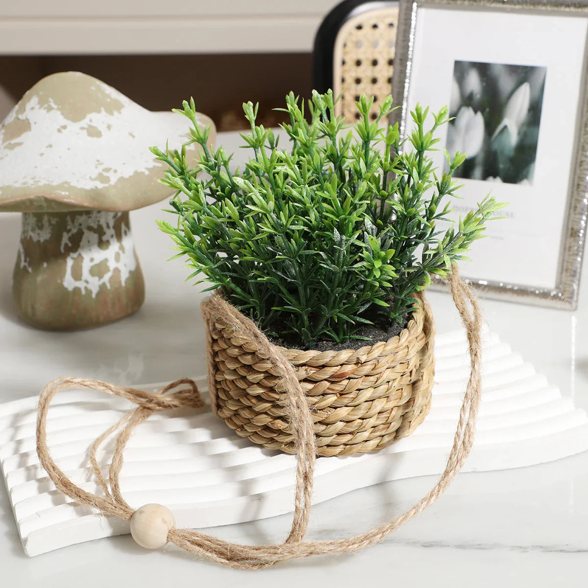 VerduraGreen Künstliche Eukalyptus- und Rosmarinpflanze | 40 cm | Im Topf | Realistische Indoor-PE-Kunststoffpflanze | Pflegeleichte Dekoration