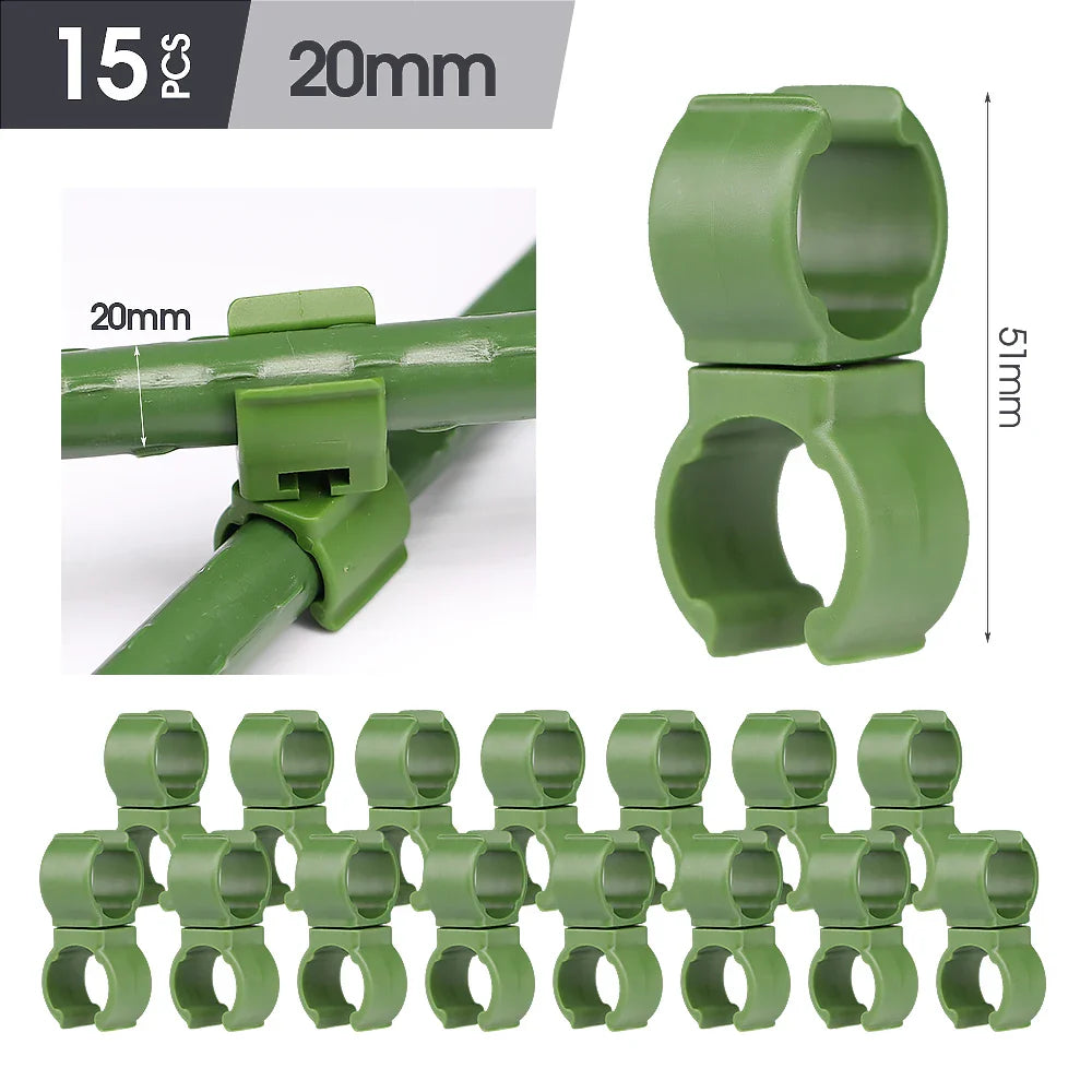 TrelliSnap Connect | 15er-Set Kreuzverbinder für Pflanzenstützen | Für .8–2.0 cm Stäbe | Verstellbare Klammern für Rankgitter & Pflanzengerüste