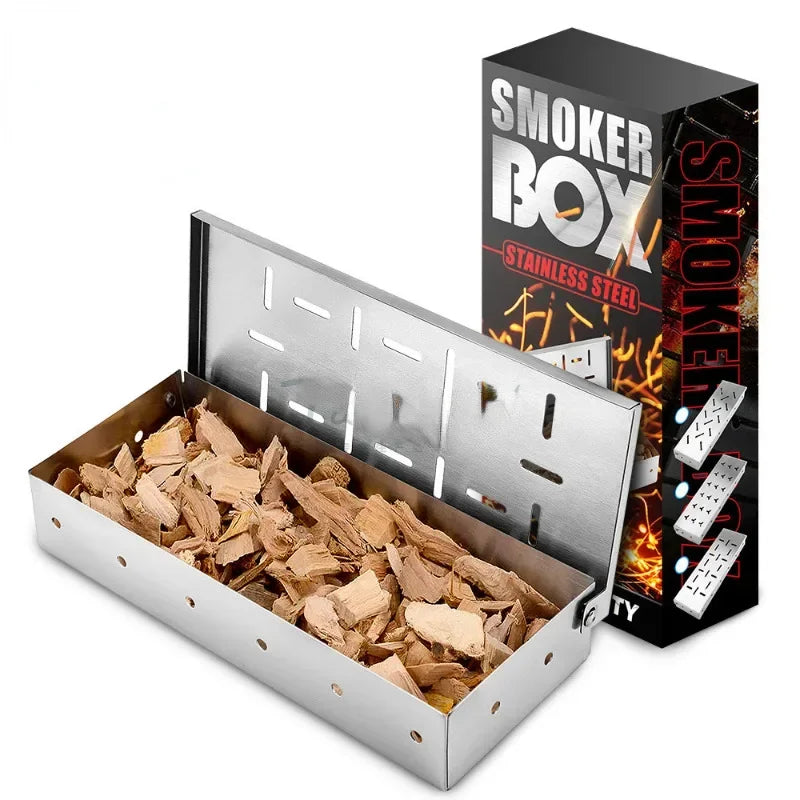 GrillMora Räucherbox | Edelstahl | Für Holzkohle & Gasgrill | Intensives Raucharoma