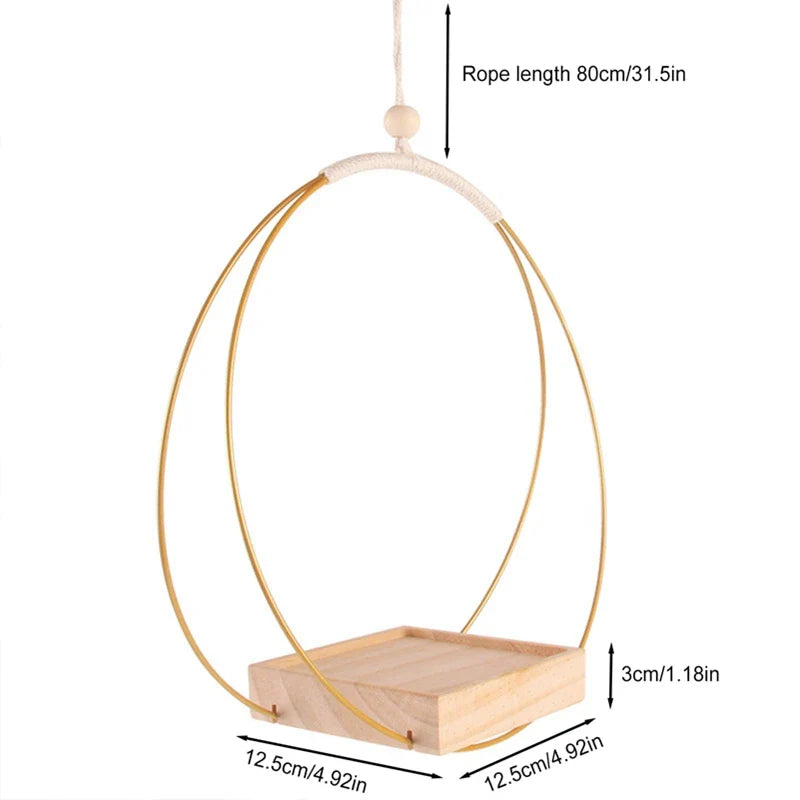 Nordivy PlantSwing | Hängender Pflanzenhalter aus Holz | Natürliches Boho-Design | Für Innen & Balkon | 25 cm Rund