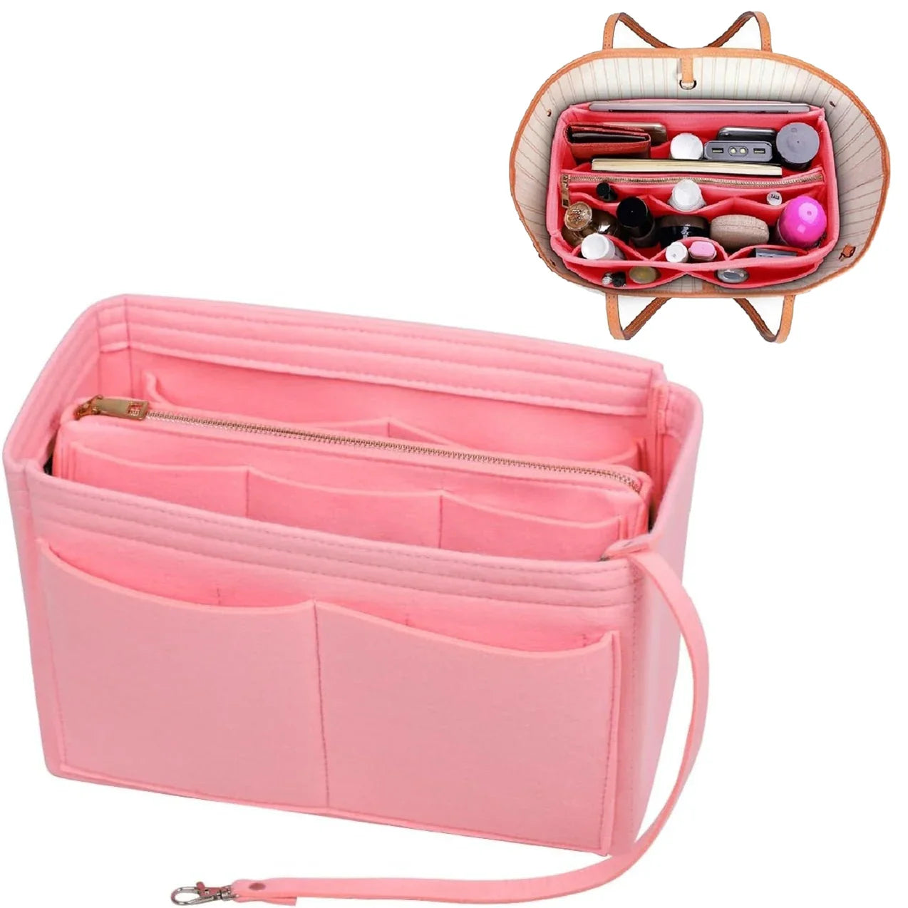 TidyLux | Handtaschen Organizer | 15 Fächer | Filz mit Metallreißverschluss