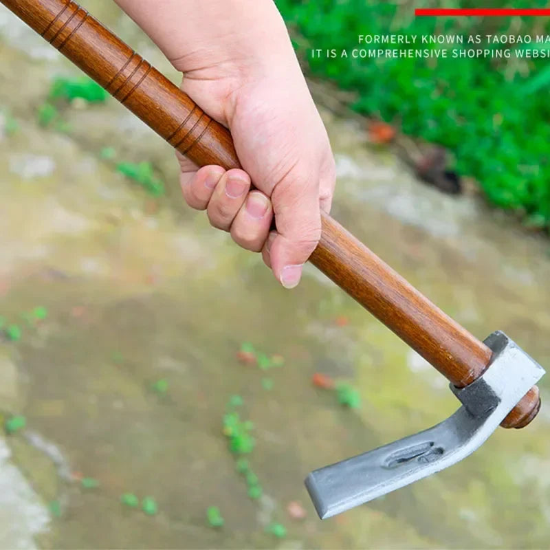 AgriTool | Handhacke aus Manganstahl | 3-in-1 Gartenwerkzeug | Mit Aokaholzgriff für Unkraut & Wurzelentfernung