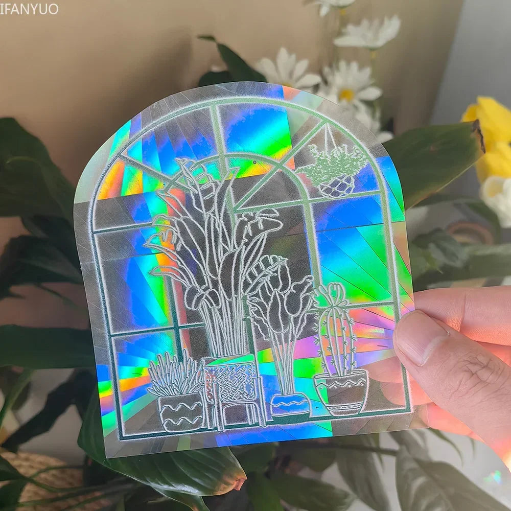 SunGlow Fenstersticker | 3D Regenbogen-Effekt | Selbstklebend & Wiederverwendbar