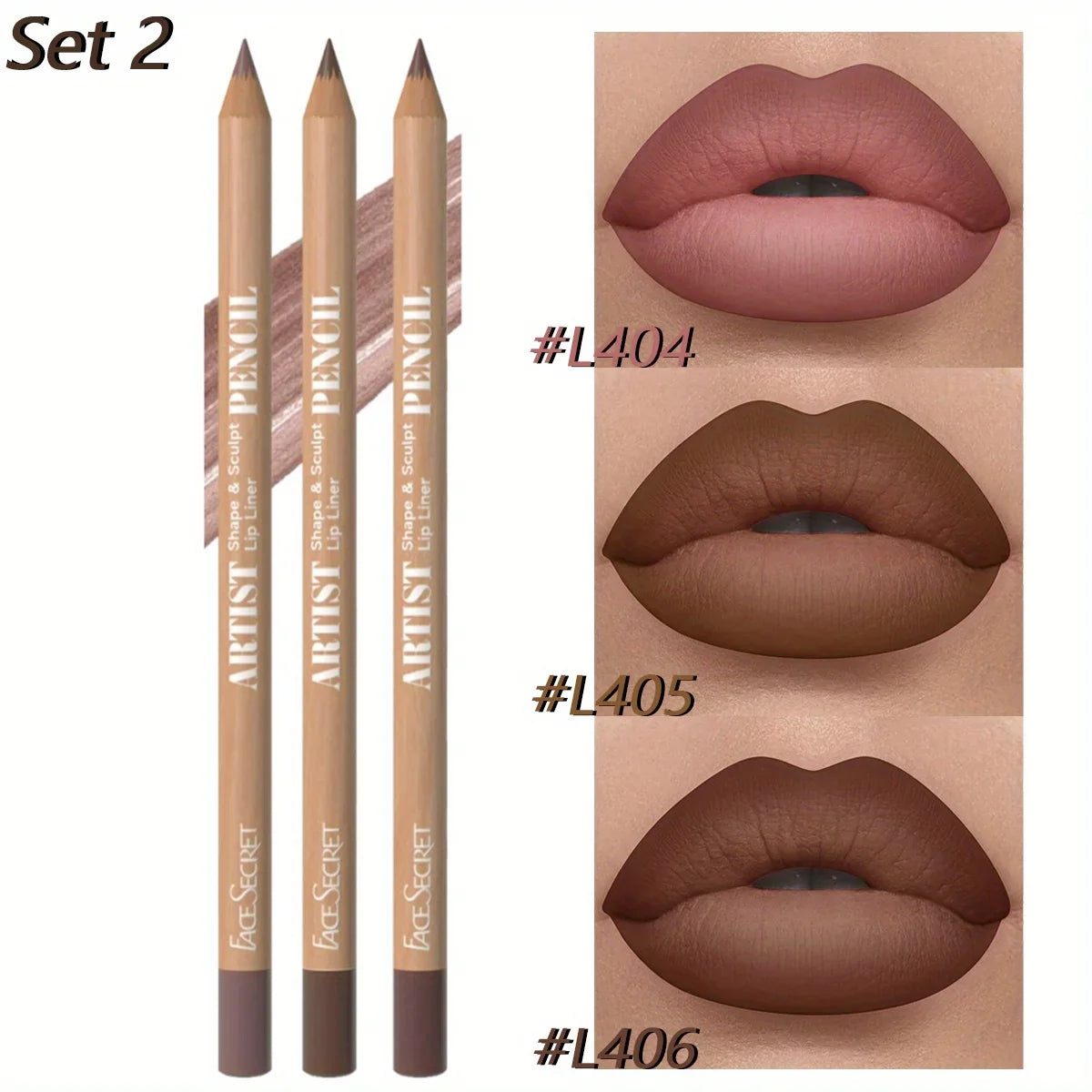 LuxeLips | 3er Set Lippenkonturenstift & Lippenstift | Matt & Wasserfest | Samtiges Finish für Perfekte Lippen