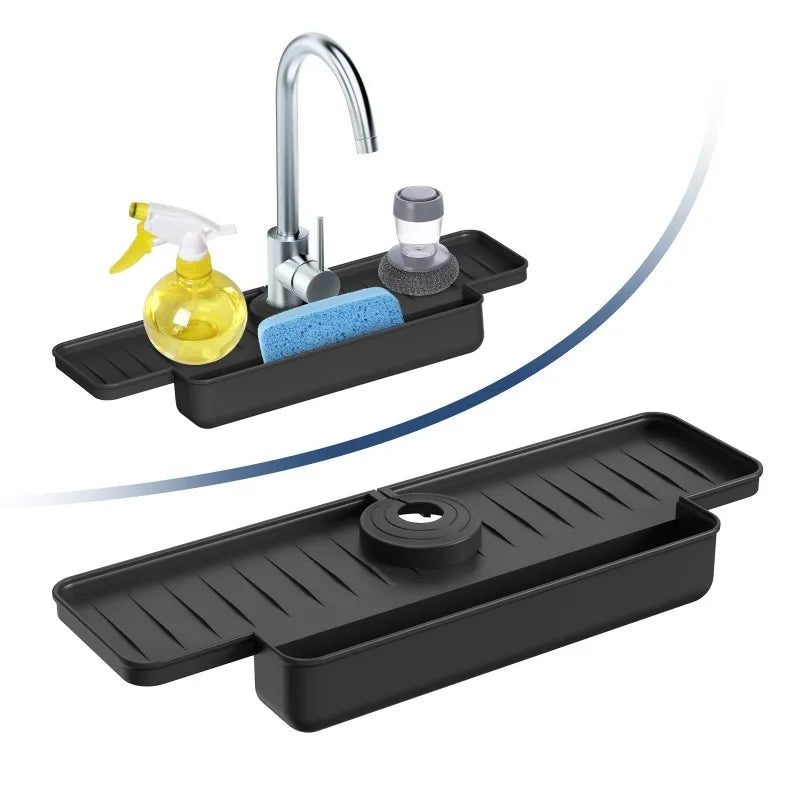 AquaDrift | Silikon-Ablagematte mit Schrägablauf | Trocknet Schwämme & Seife hygienisch | Für Küche & Waschbecken