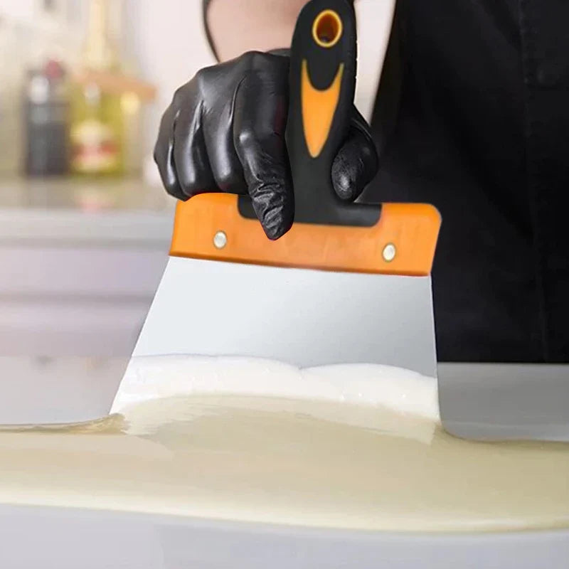 BakeMaster | Teig- & Schokoladenschaber | Edelstahl & Holzgriff | Vielseitig Einsetzbar