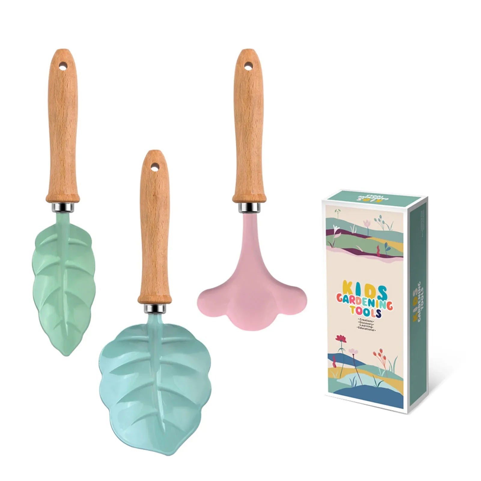 GardenJoy Little Gardener Kit | Buntes Gartenset für Kinder | Mit Buchenholzgriffen & Stabilen Werkzeugen