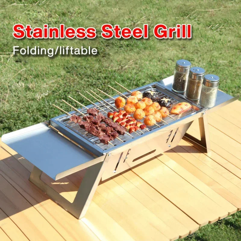 FlameTrail | Tragbarer Edelstahl-Holzkohlegrill | Klappbar, robust & platzsparend | Outdoor & BBQ