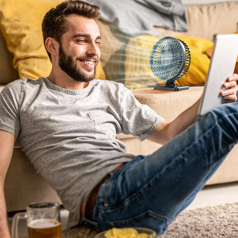 BreezePro Lunara | USB Mini Fan | 3 Speed Levels | Compact & Quiet | For Home & Travel