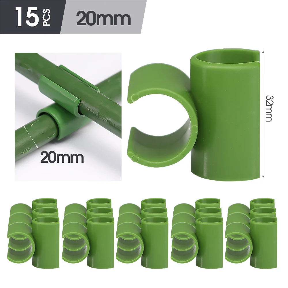 TrelliSnap Connect | 15er-Set Kreuzverbinder für Pflanzenstützen | Für .8–2.0 cm Stäbe | Verstellbare Klammern für Rankgitter & Pflanzengerüste