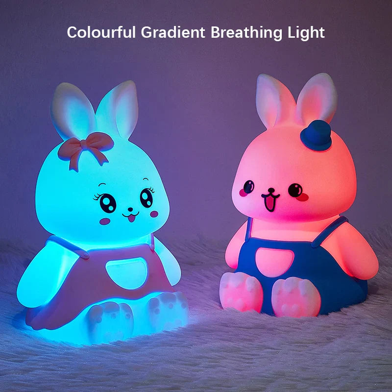 BunnyGlow | Kinder Nachtlicht | 5 Farben LED | Tragbar & Silikon | Perfekt für Babyzimmer & Camping