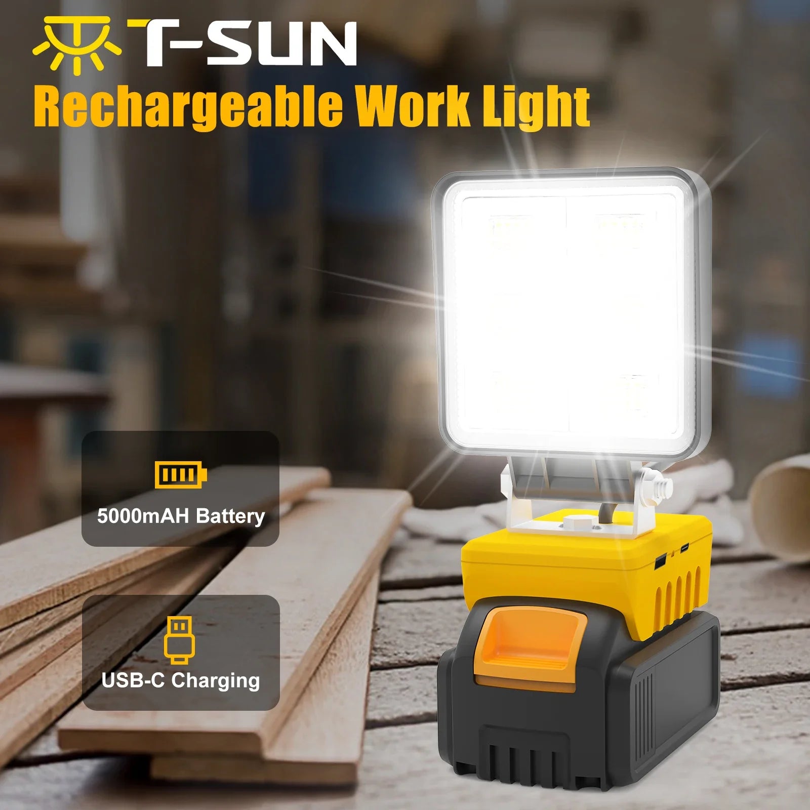 LumoPower 48 | Tragbare LED-Arbeitsleuchte | 5200 Lumen | Kompatibel mit DeWalt Akkus