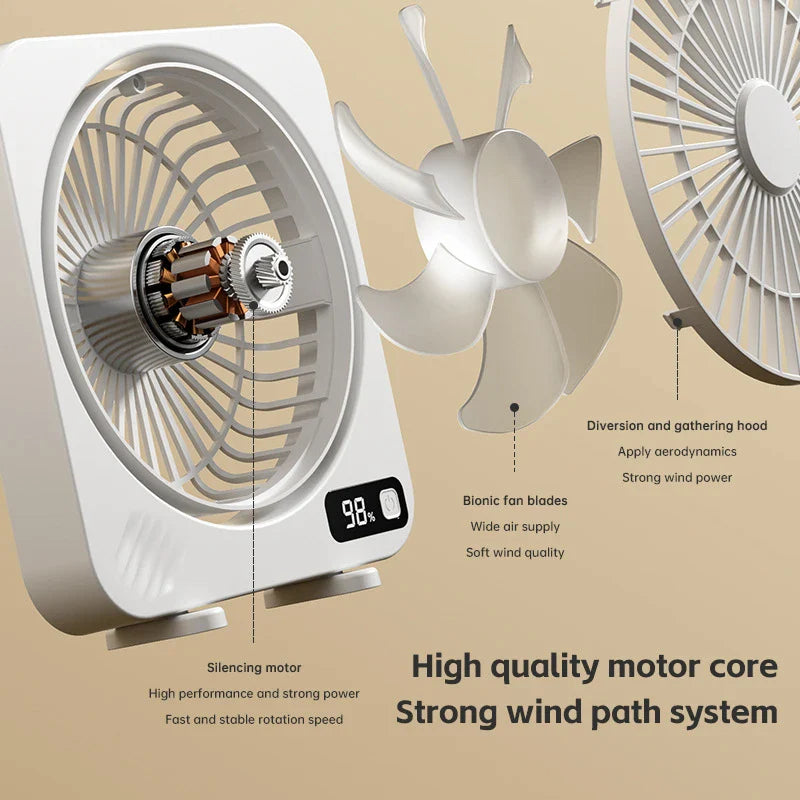AeroCool Tischventilator | 5 Geschwindigkeitsstufen | Flüsterleise & Kompakt | USB-Aufladung