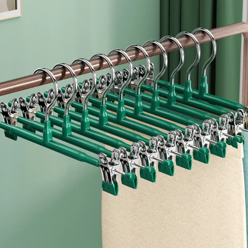 HangFlex | Edelstahl Kleiderbügel mit Clips | Verstellbar & Rutschfest | Platzsparend für Kleidung & Wäsche
